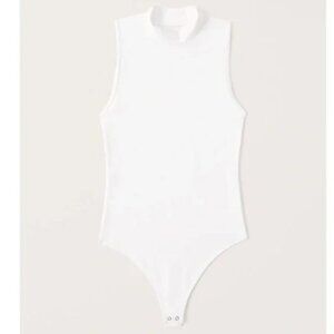 Abercrombie & Fitch Seamless Mockneck Sleeveless White Bodysuit Large L